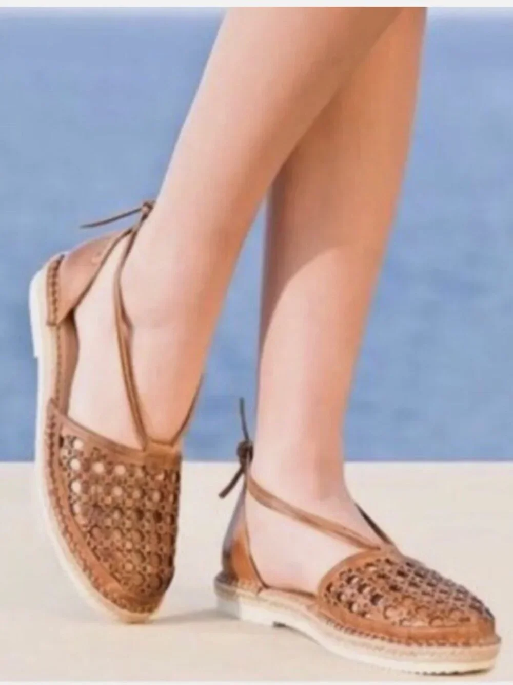 Pikolinos Cadamunt Black Woven Leather Espadrille Wrapped Flat Sandals - EU42/11
